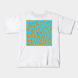 Leopard Print Orange Blue Kids T-Shirt